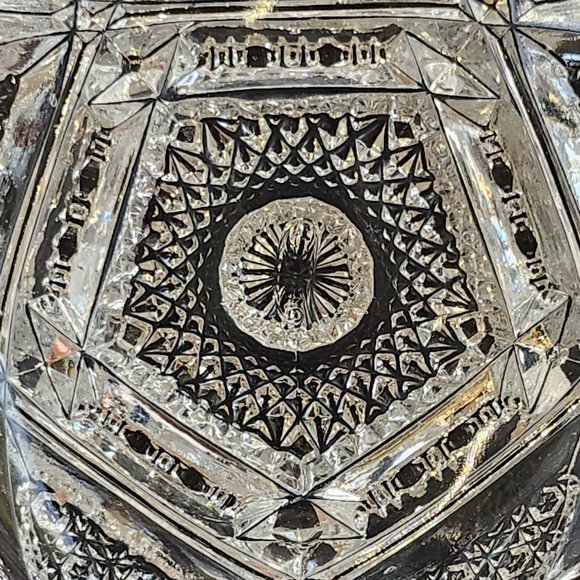 Mid-Century EAPG Imperial Glass Heart Shaped Candy/Nut Dish Signed Nucut Pattern - Picture 2 of 10